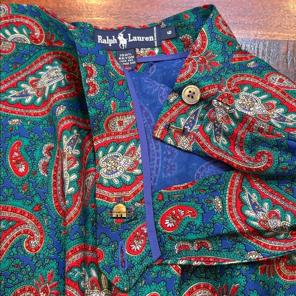 Vintage Ralph Lauren Paisley A-Line Maxi Skirt size 6 EUC - Picture 10 of 12